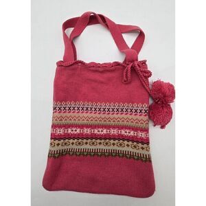 Vintage Style Gap Kids Knit Shoulder Bag With Pom Poms